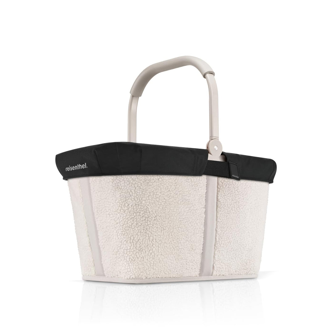 Reisenthel Set carrybag teddy sand mit Cover black Stabiler Einkaufskorb mit praktischer Innentasche