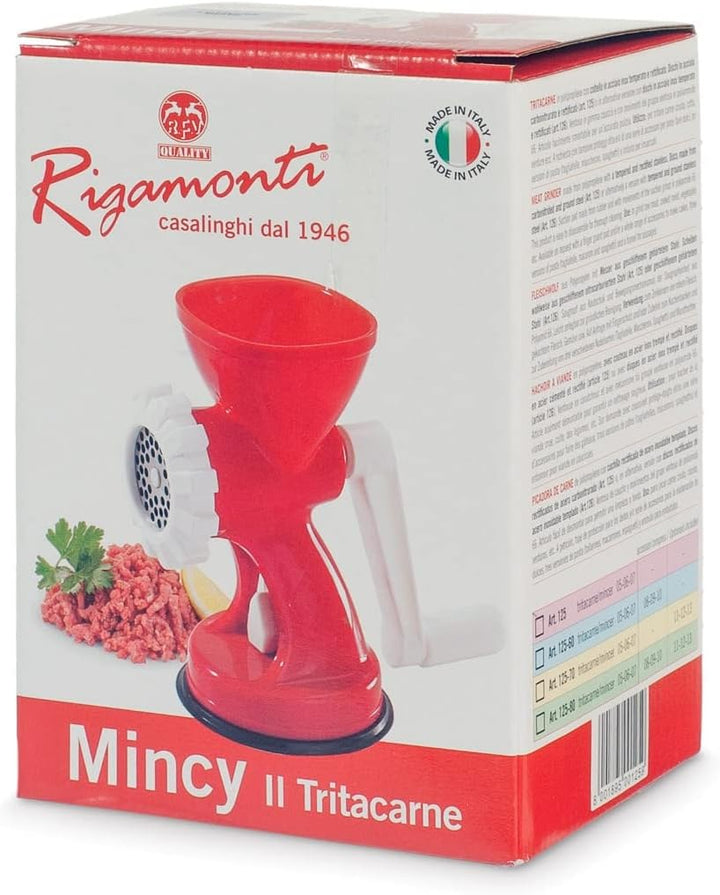 Rigamonti 125 Meat Mincer Hardened St/Steel Disks and Knife Red