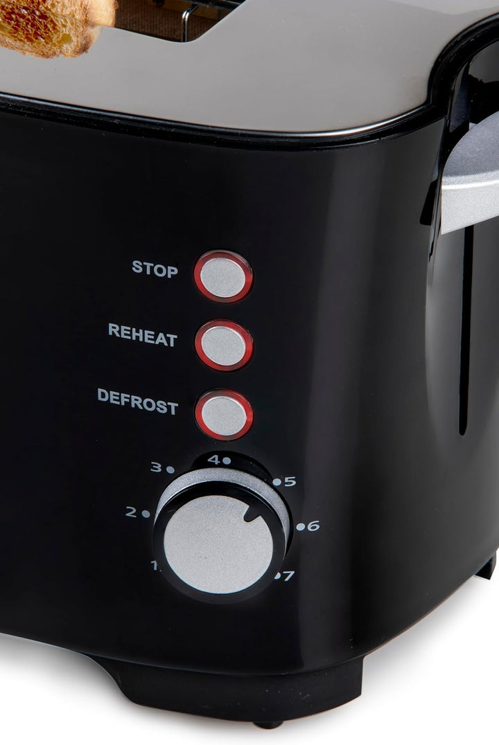 DOMO DO961T Toaster, Edelstahl rostfrei, Schwarz