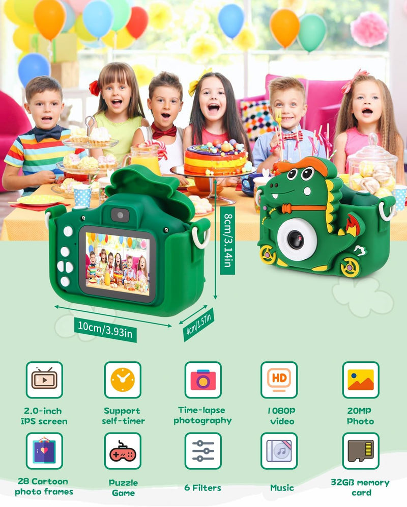 SOBEAU Kinderkamera, Kinder Kamera 1080P & 48MP, 2.0”Display Digitalkamera Kinder mit 32G Karte, Sel