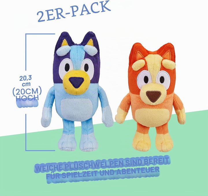 Bluey & Bingo 2 Stück 20 cm Plüsch Offizielle Sammlerstück Charakter Kuscheltier
