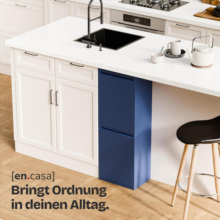 [en.casa] Mülltrennsystem Sollentuna Mülleimer 2 Fächer Küche 2 x 14 L Abfalleimer Müllschrank schma