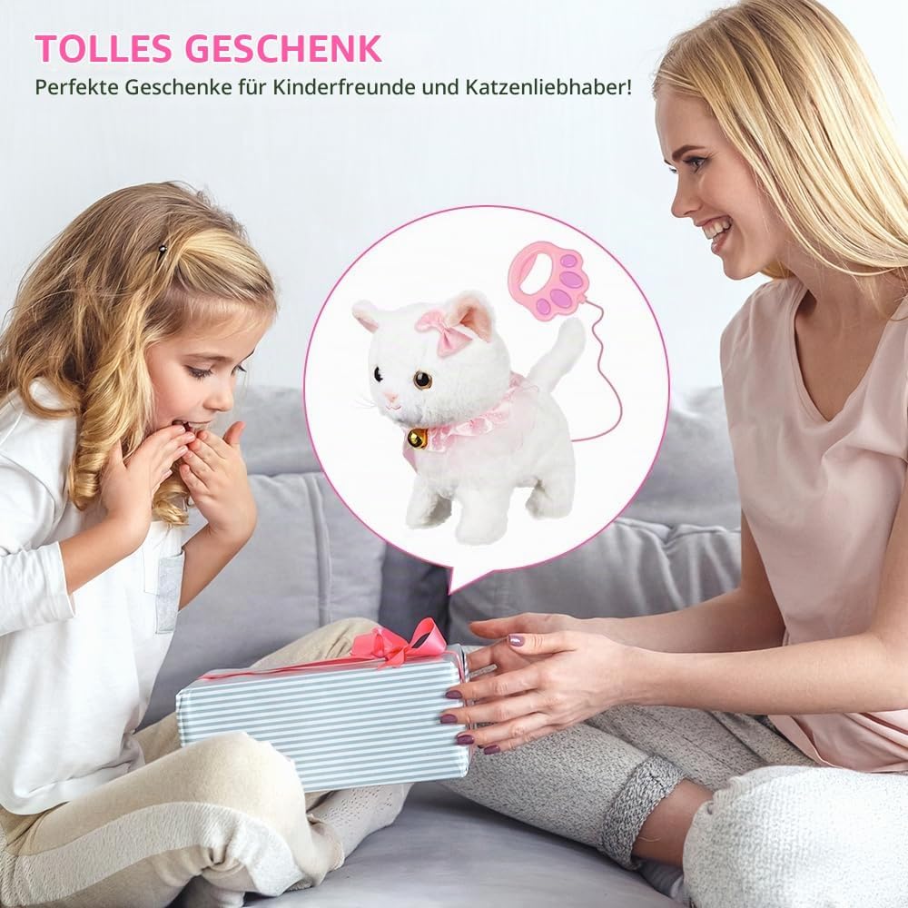 Interaktives Plüschtier, Elektronische Haustiere, Katze Elektrisch Spielzeug für Kinder, Katze Kusch