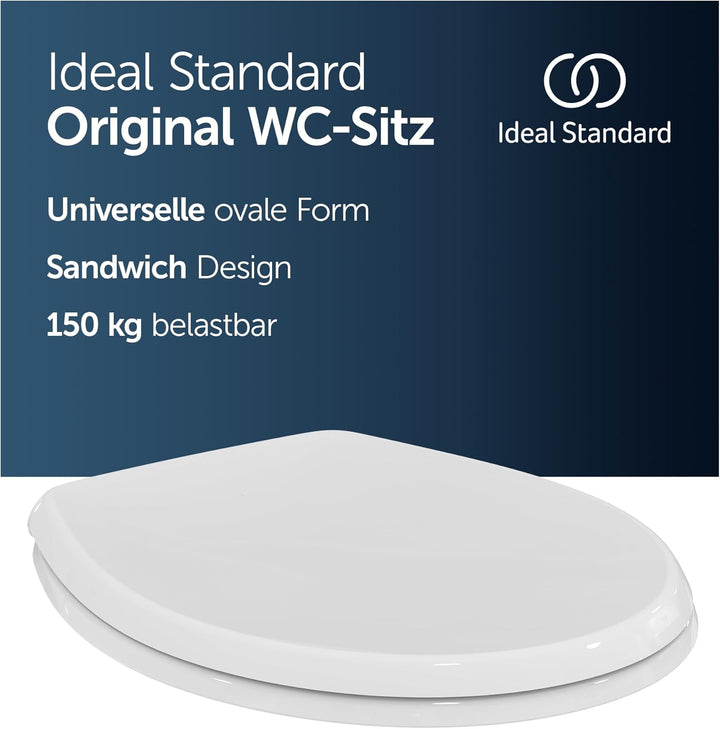 Ideal Standard Original WC-Sitz für handelsübliche Toiletten – Universal Design aus Duroplast in Wei