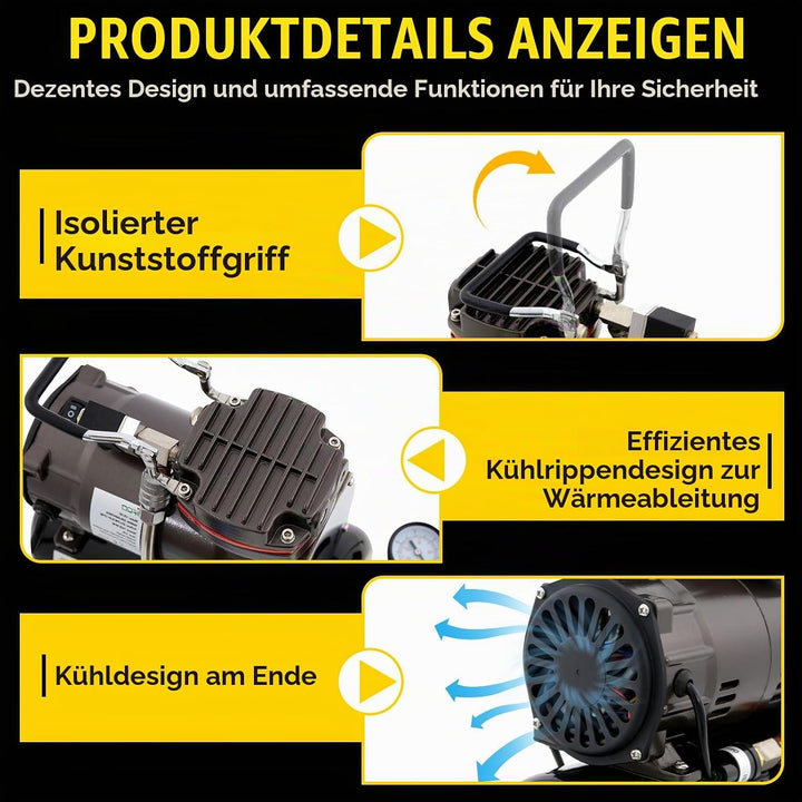 Airbrush-Kompressor mit Lufttank, professionelles Airbrush-Farb-Set mit Manometer, komplette Ausrüst