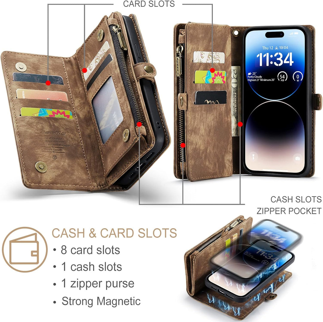 UFinetech iPhone 14 Pro Max Hülle, Flip Leder TPU Stossfest Kartenfach Tasche Handyhülle iPhone 14 P