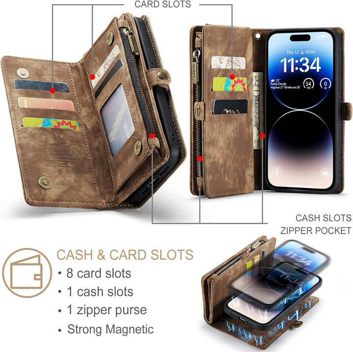 UFinetech iPhone 14 Pro Max Hülle, Flip Leder TPU Stossfest Kartenfach Tasche Handyhülle iPhone 14 P