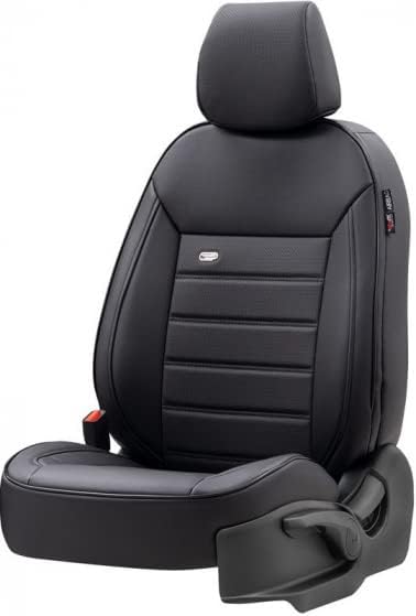 Universelle Voll-Leder Sitzbezüge 'Premium' Schwarz - 11-Teilig- - kompatibel mit Side-Airbags, Schw
