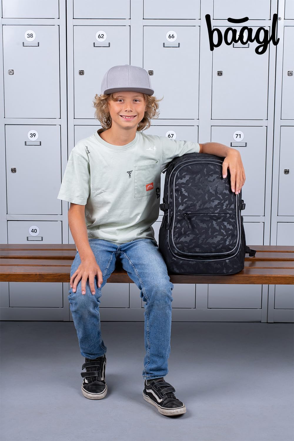 Baagl Kinderrucksack, Schulrucksack für Kinder mit ergonomisch geformter Rücken, Brustgurt und refle