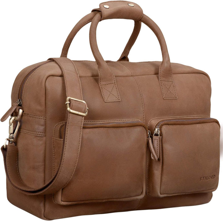 STILORD 'Henri' Bürotasche Leder 15,6 Zoll Vintage Laptop Aktentasche Businesstasche Umhängetasche L