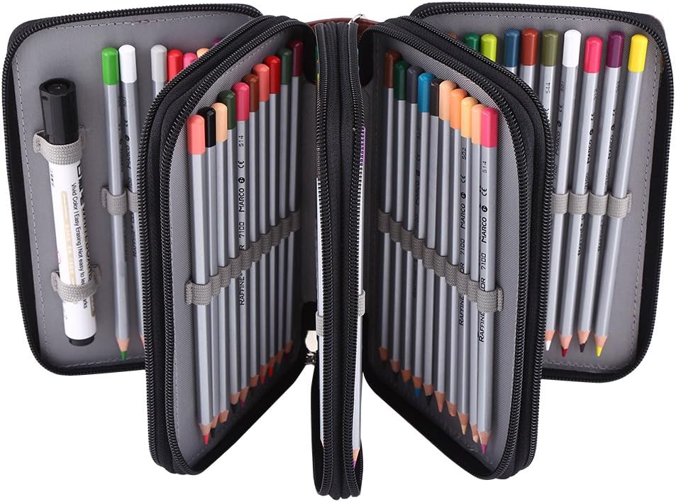 Bleistifte Fall Multi-Schichten 72 Slots PU Leder Bleistifte Tasche Grosse Kapazität Farbige Schule