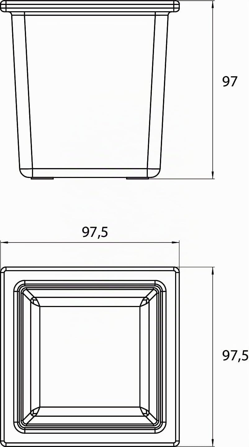 Emco Liaison Glasschale quadratisch für Reling, Kristallglas klar, tief, Glas