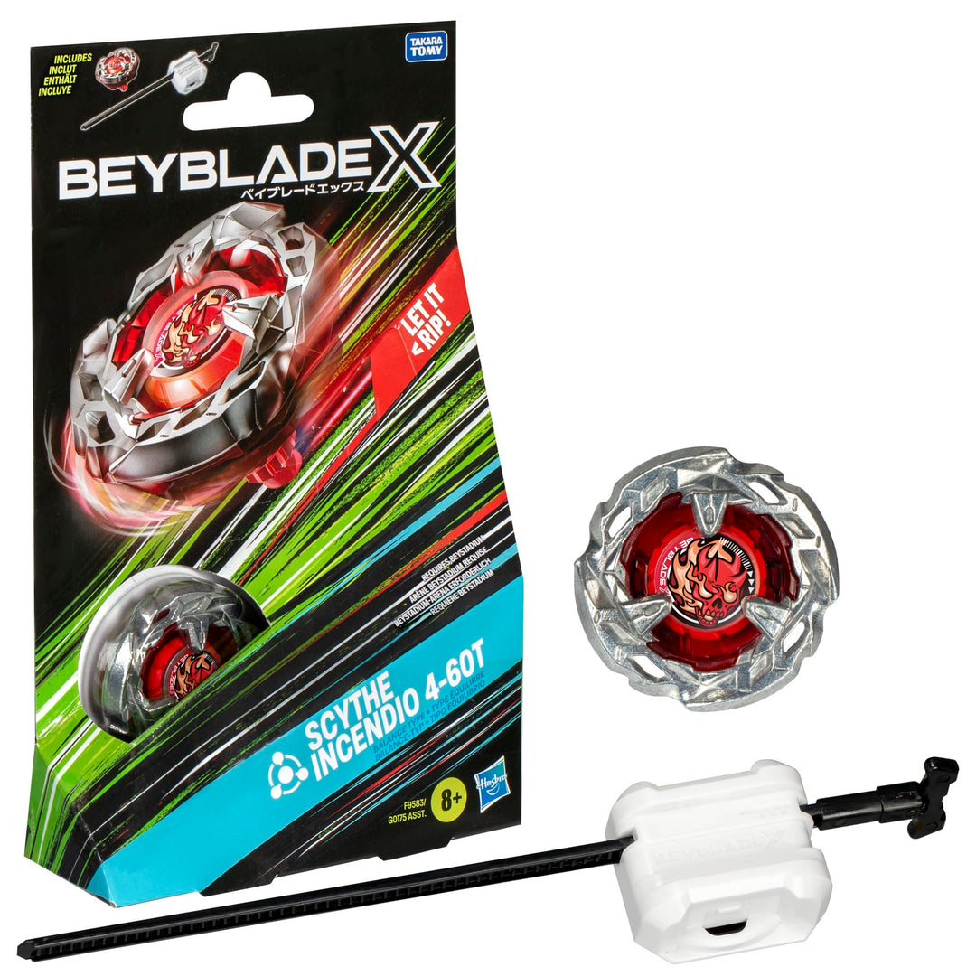 Beyblade X Scythe Incendio 4-60T Starter Pack Kreisel und Starter SCYTHE INCENDIO & LAUNCHER BX STAR