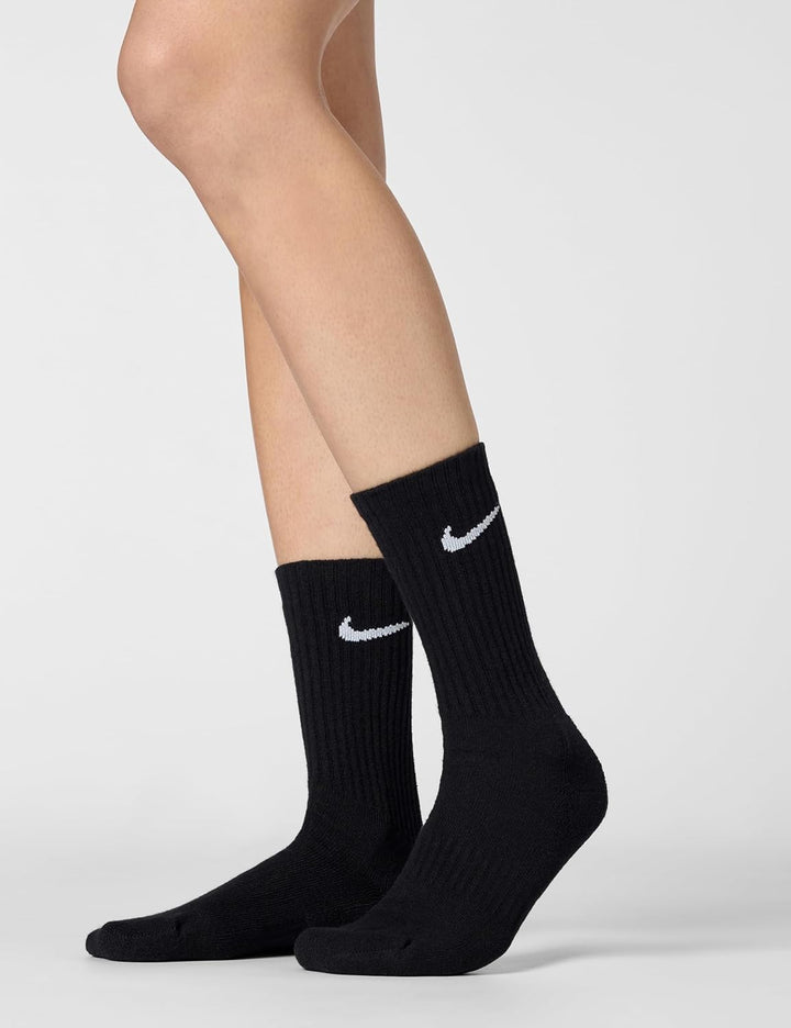 Nike Performance Kissen Crew Socken mit Band (6 Paar), schwarz/weiss, Grösse L