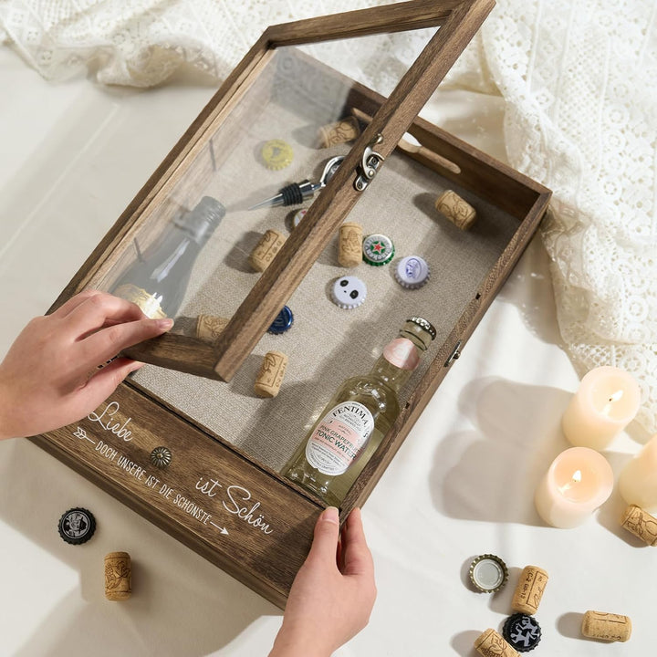 AW BRIDAL Tiefe Vitrine für Erinnerungen, Ideal als Hochzeitsdeko, Einzugsgeschenk oder Wohnaccessoi