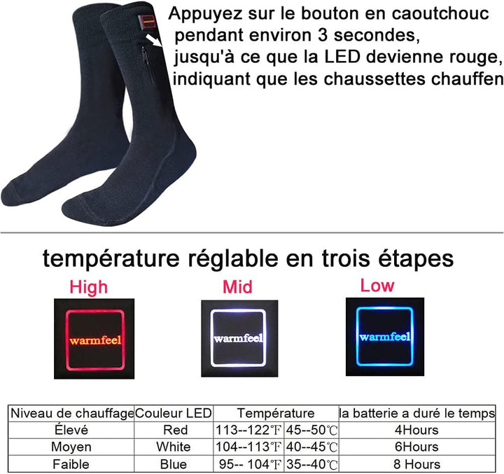 LPCRILLY Beheizte Socken, beheizte Füsse, waschbar, elektrisch, einstellbare Temperatur, für Outdoor