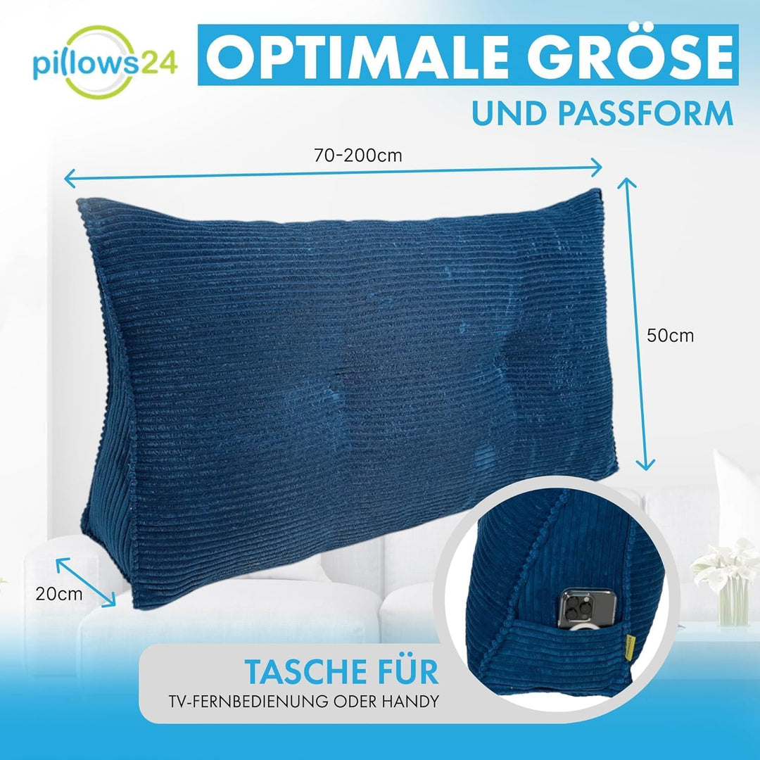 Bouclé Rückenkissen für Bett &amp; Sofa 140cm, abnehmbarem Bezug Boucle-dunkelgrau 140cm, Boucle-dunkelg