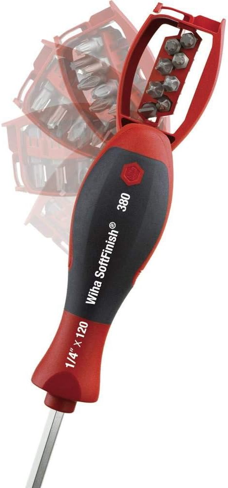 Wiha Schraubendreher mit Bit Magazin magnetisch gemischt mit 8 Bits, 1/4" I Bithalter I Bitsatz I pl