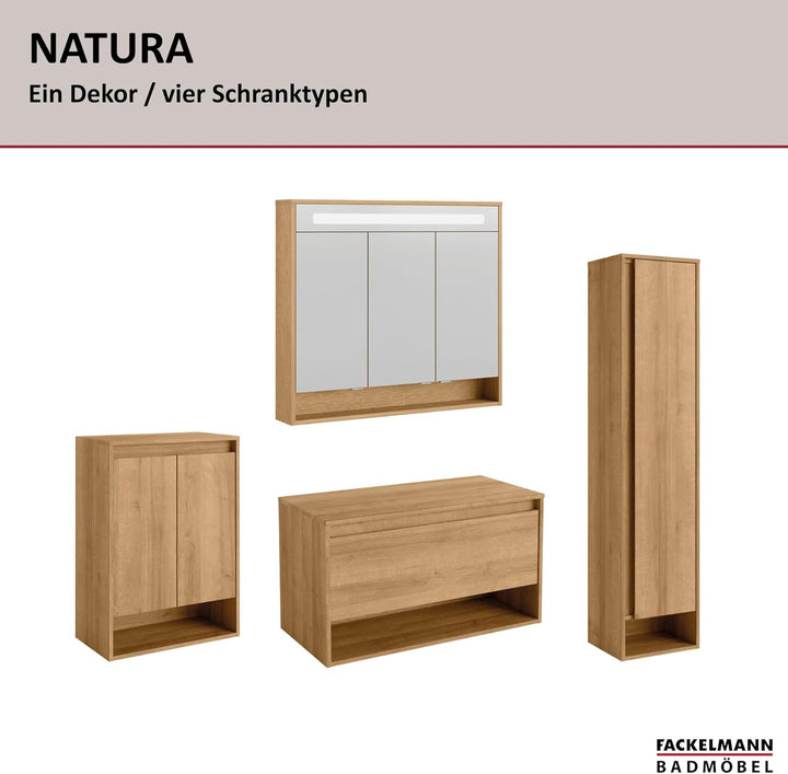 FACKELMANN Doppel-Midischrank Natura/Badschrank mit Soft-Close/Masse (B x H x T): ca. 60,2 x 82,6 x