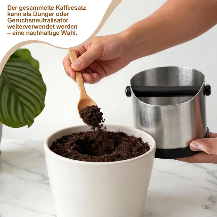 Abklopfbehälter für Siebträger, 700 ml Edelstahl Espresso Kaffee Knock Box, Rutschfester Basis, Abkl