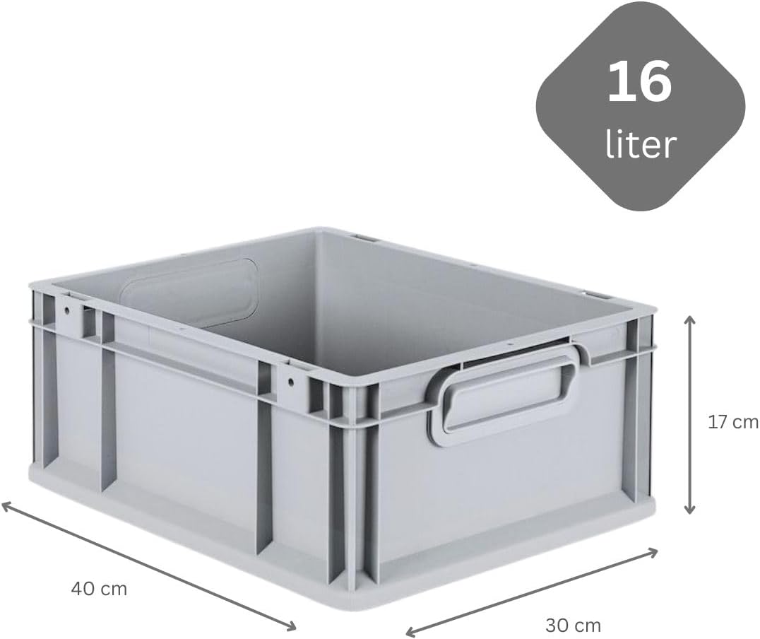 PROREGAL SuperSparSet 5x Eurobox NextGen Economy mit Auflagedeckel und 4x Schiebeschnappverschlüsse