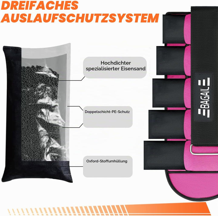 BAGAIL Verstellbare Knöchelgewichte 2er Pack, mit abnehmbaren Sandsäcken, tragbare Handgelenk - und