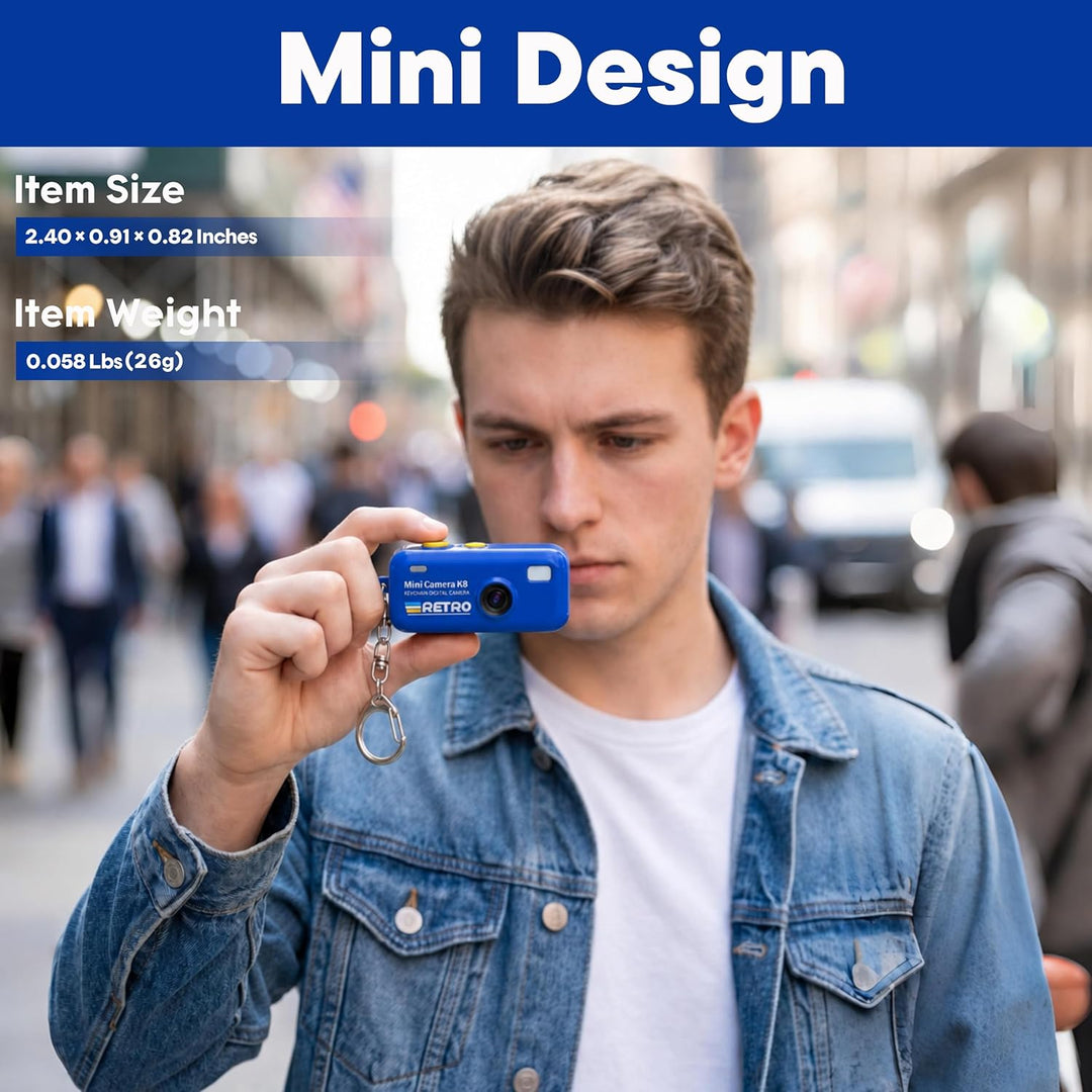 Keychain Digital Camera, 1080P Mini Kamera with 8GB Karte, Foto und Videoaufzeichnung, 12 Filters an