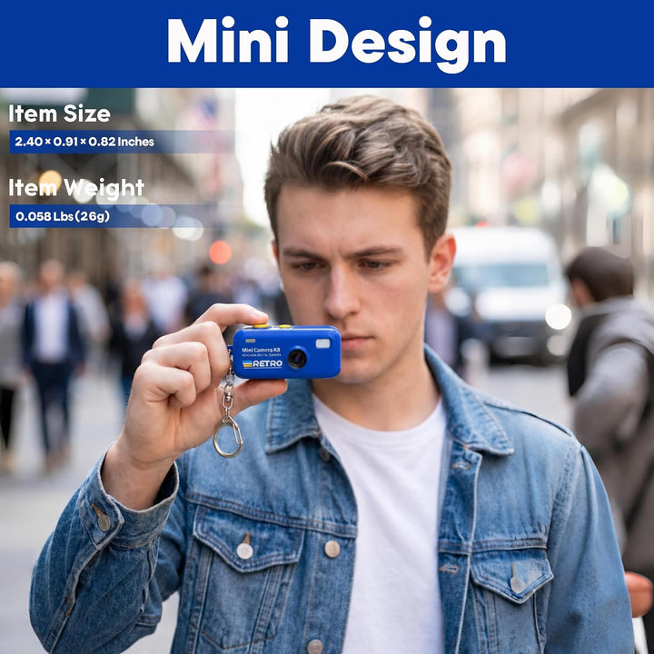 Keychain Digital Camera, 1080P Mini Kamera with 8GB Karte, Foto und Videoaufzeichnung, 12 Filters an