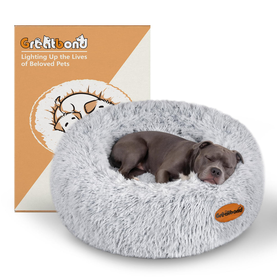 Donut-Hundebett, 80 cm Rundes Haustierbett, Waschbarem Bezug und Schaumstofffüllung für Hunde und Ka