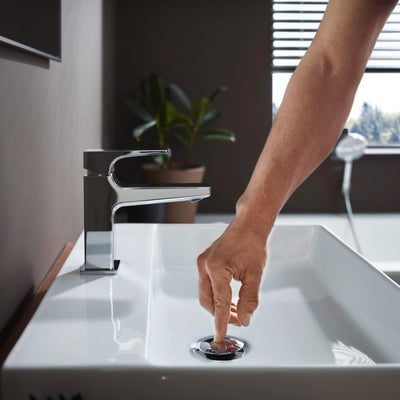 hansgrohe Waschtischarmatur Metropol, Wasserhahn Bad mit Auslauf Höhe 100 mm, mit Push-Open Ablaufga