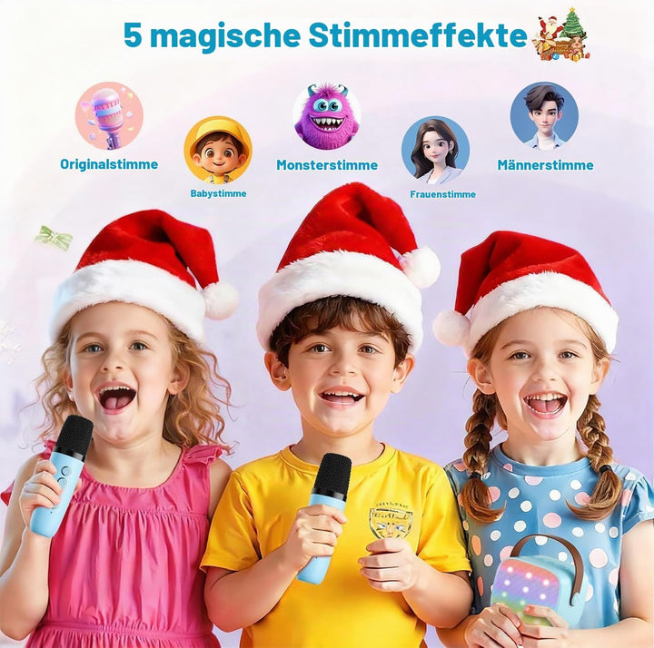 Mini-Karaoke-Maschine mit 2 kabellosen Mikrofonen, Top-Tragbare Bluetooth-Karaoke-Maschine für Kinde