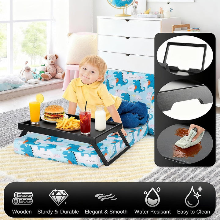 Bett Tisch Tablett Klappbar, Holz Frühstückstablett mit Klappbeinen, Serviertisch, Ideal für Lesen u