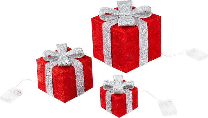 Bambelaa! 3er Led Deko Geschenke Leucht Boxen Timer Weihnachts Dekoration Weihnachtsdeko Beleuchtet
