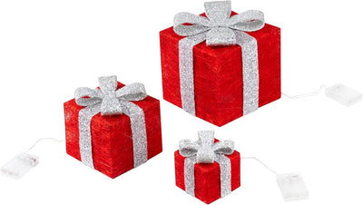 Bambelaa! 3er Led Deko Geschenke Leucht Boxen Timer Weihnachts Dekoration Weihnachtsdeko Beleuchtet