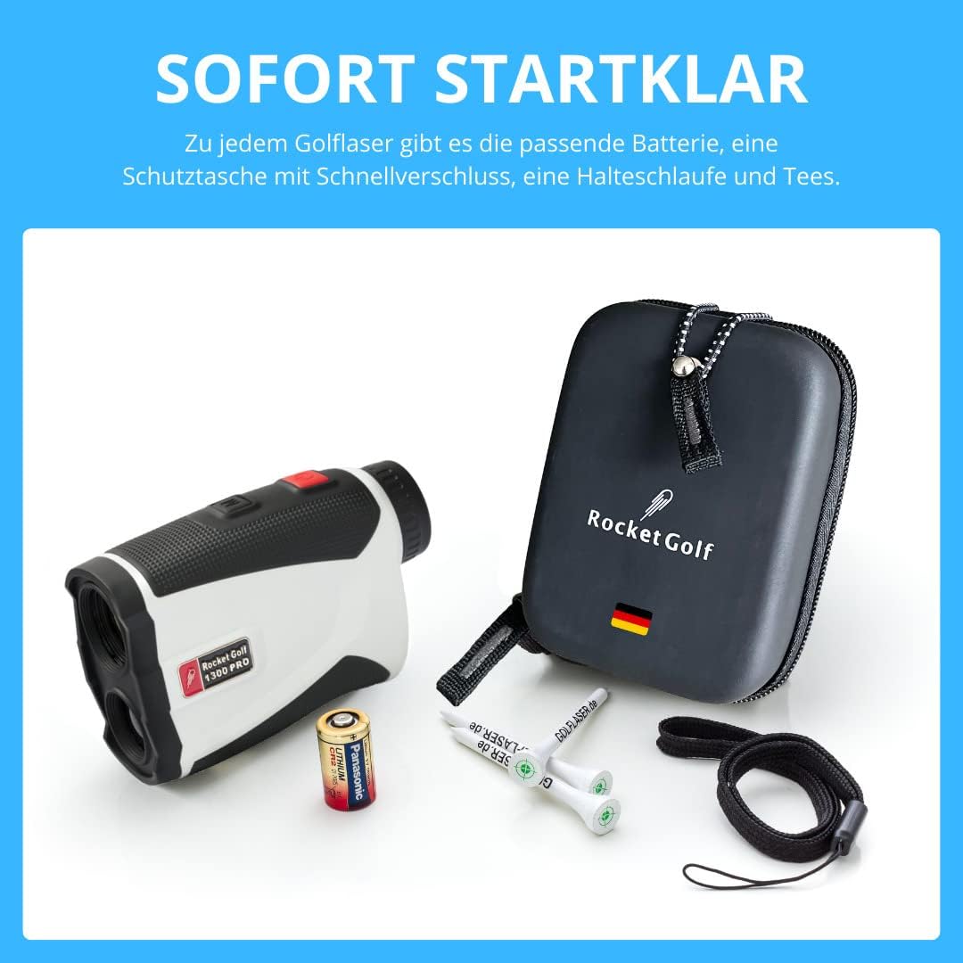 Golflaser.de - Golf Laser Entfernungsmesser Birdie 1300 Pro White - FlagFinder - 1300m Reichweite -