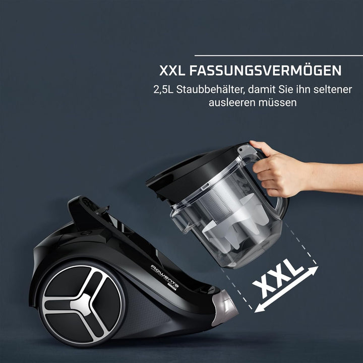 Rowenta RO4B30 Compact Power XXL Parkett beutelloser Bodenstaubsauger | 900 Watt | 3-stufiges Filter