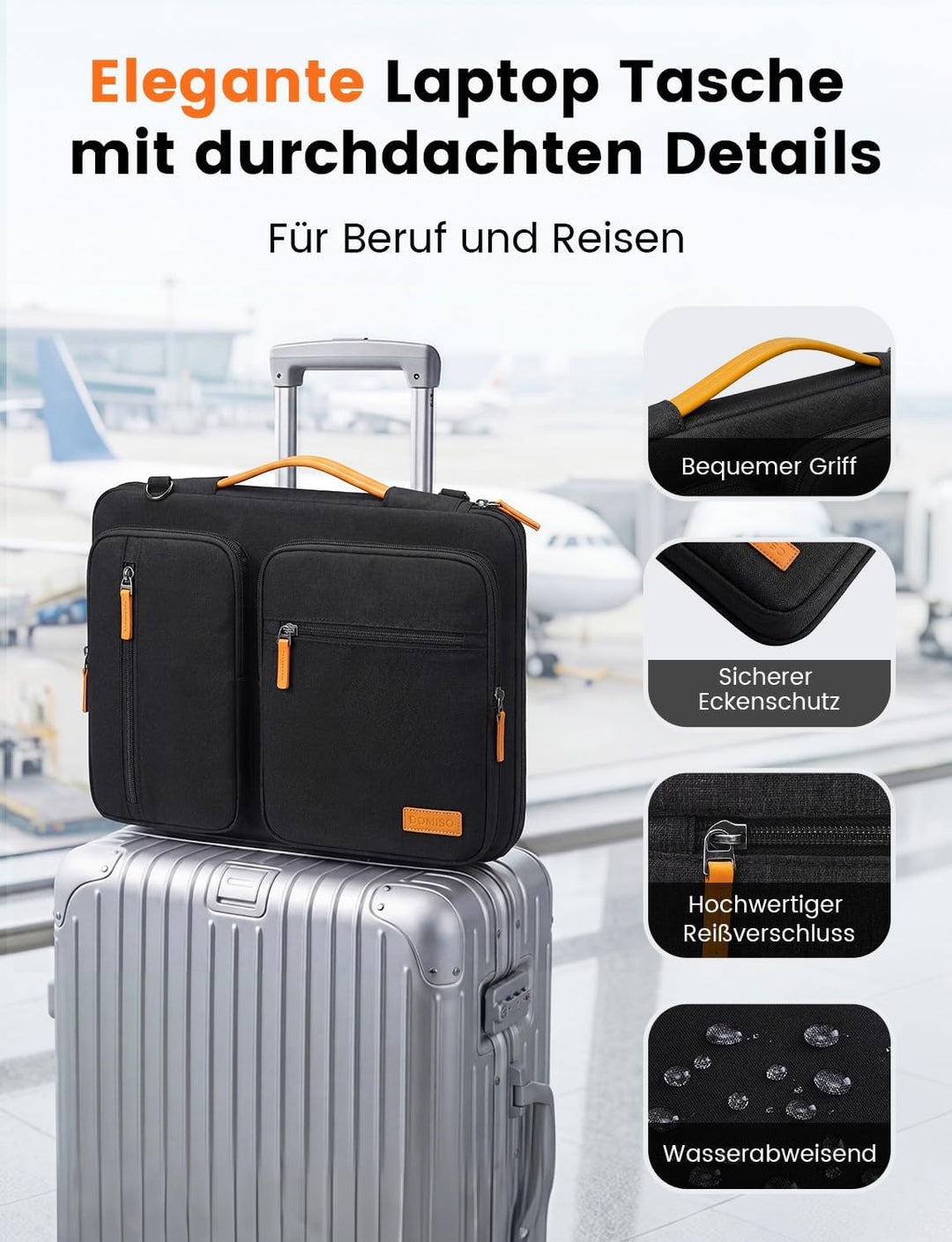 DOMISO 17,3 zoll Laptop Tasche Herren Laptoptasche Business Laptop-taschen Laptophülle Notebooktasch