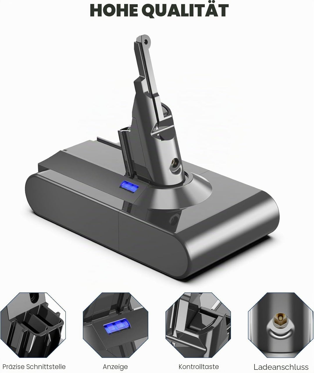 Akku für Dyson V8, Powtree Ersatzakku für Dyson SV10 Kompatibel mit V8 Absolute Animal Fluffy Motörh