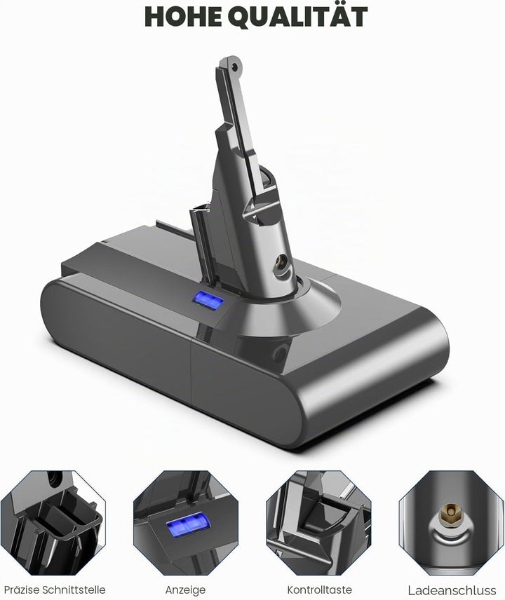 Akku für Dyson V8, Powtree Ersatzakku für Dyson SV10 Kompatibel mit V8 Absolute Animal Fluffy Motörh