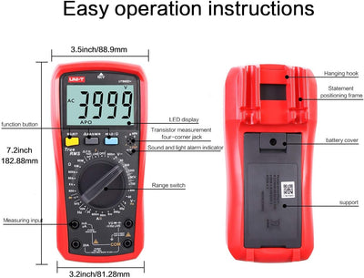 Multimeter UNI-T UT890D+ Effektivwert Voltmeter Amperemeter Ohmmeter AC/DC-Zählerstrom Spannungswide