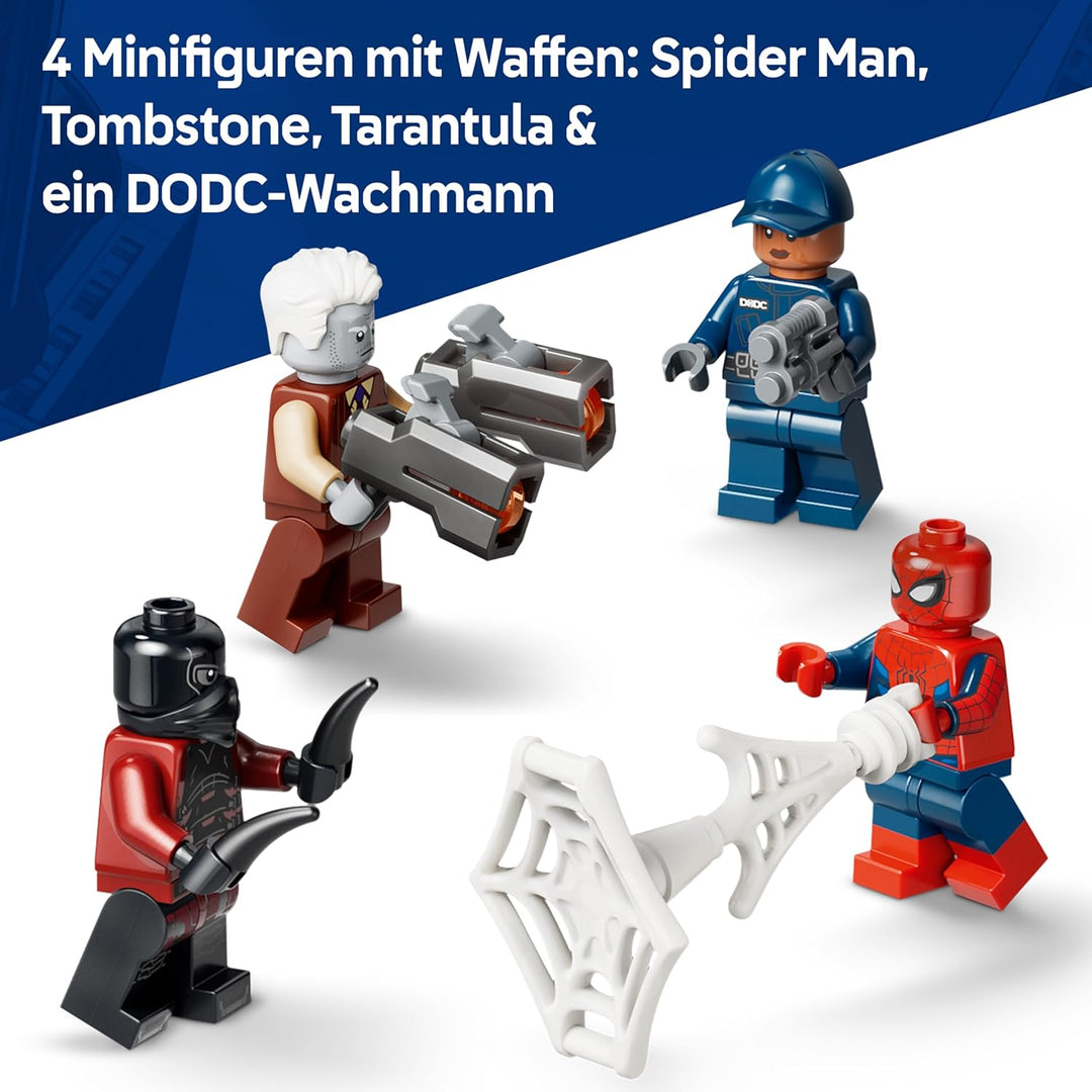 LEGO | Marvel Spider-Man Jagt den Gefängnistransporter - Superhelden Spielzeug mit gepanzertem Fahrz