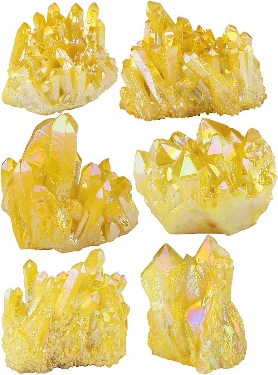 mookaitedecor Titanium Coated Natürlichen Bergkristall Rohstück Geode Dekorative Stein Naturstück Ed