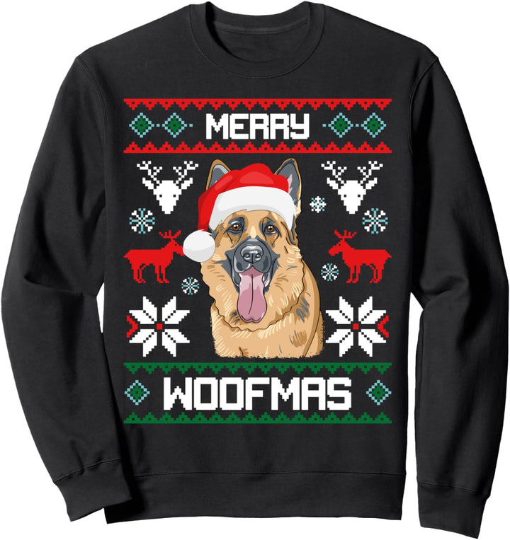 Deutscher Schäferhund - Merry Woofmas Hund Weihnachten Xmas Sweatshirt