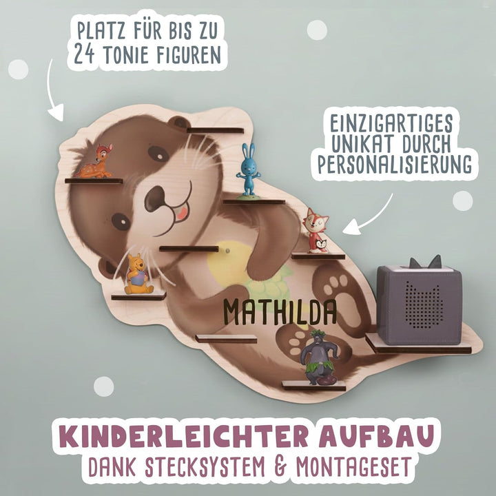 hellomini Personalisiertes Tonie Regal Jungen - Toniebox Regal mit Wunschnamen fürs Kinderzimmer - R
