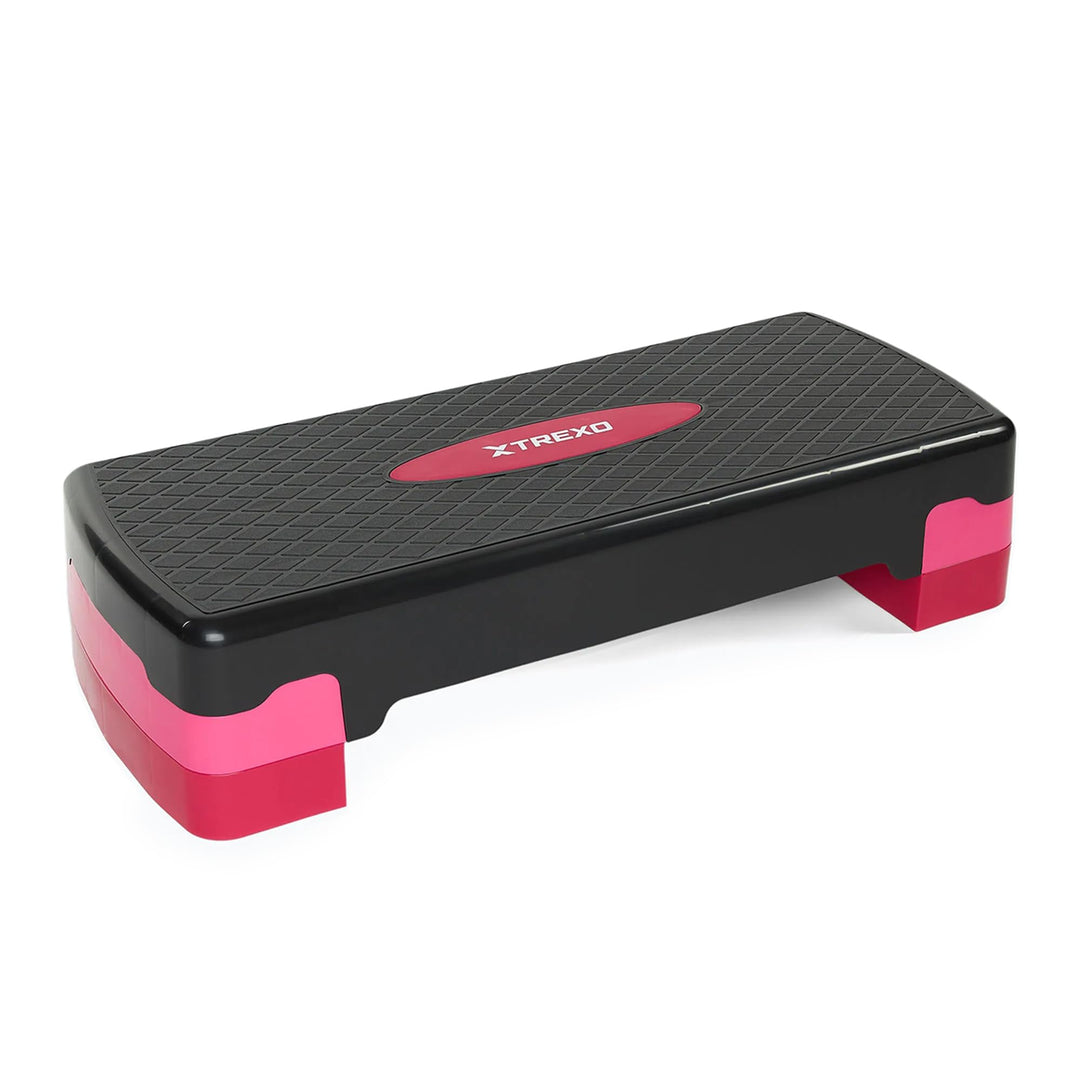 TREXO Aerobic Step 68 x 28 cm Für Cardio- und Fitnesstraining Höhenverstellbar 15-20 cm Langlebig au