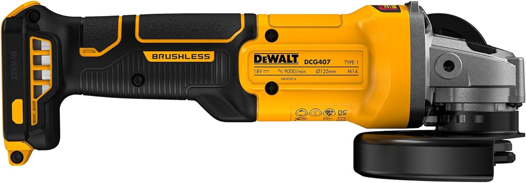 DEWALT 18V 125 mm Akku-Winkelschleifer (Bürstenloser Motor, elektronische Kupplung, werkzeuglose Sch