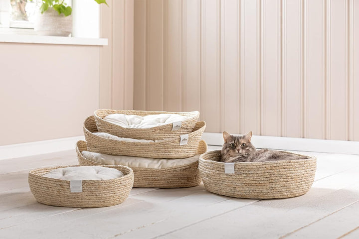 Dehner Premium Lovely Kuschelbett Tiefer Schlaf, Hundebett/Katzenbett, 54 x 43 x 18 cm, Naturmateria