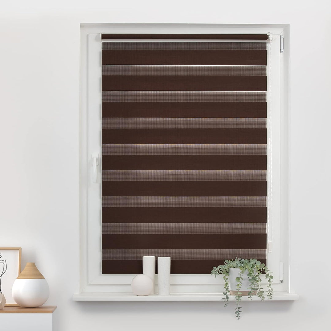 Lichtblick Doppelrollo Klemmfix ohne Bohren, Streifen, Blickdicht, Klemmträger-Montage, Sichtschutz,