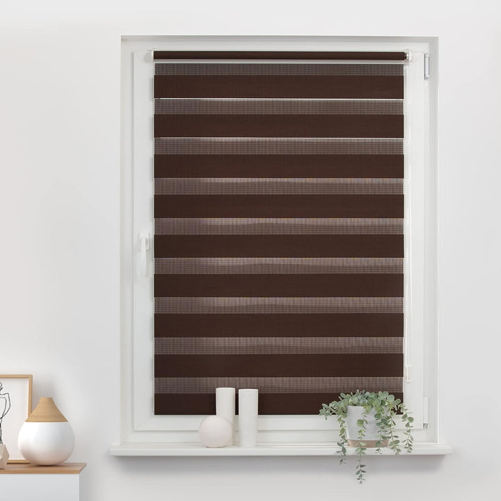 Lichtblick Doppelrollo Klemmfix ohne Bohren, Streifen, Blickdicht, Klemmträger-Montage, Sichtschutz,