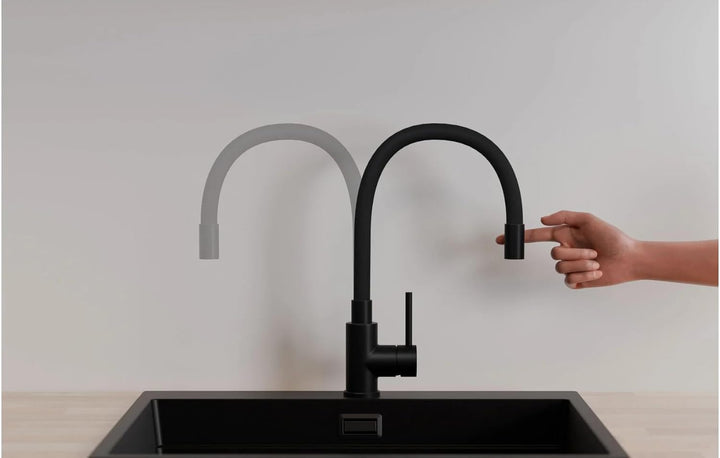 Primagran Wasserhahn Küche Schwarz, Spültischarmatur 360° Drehung, Hochdruck Mischbatterie 5170 Schw